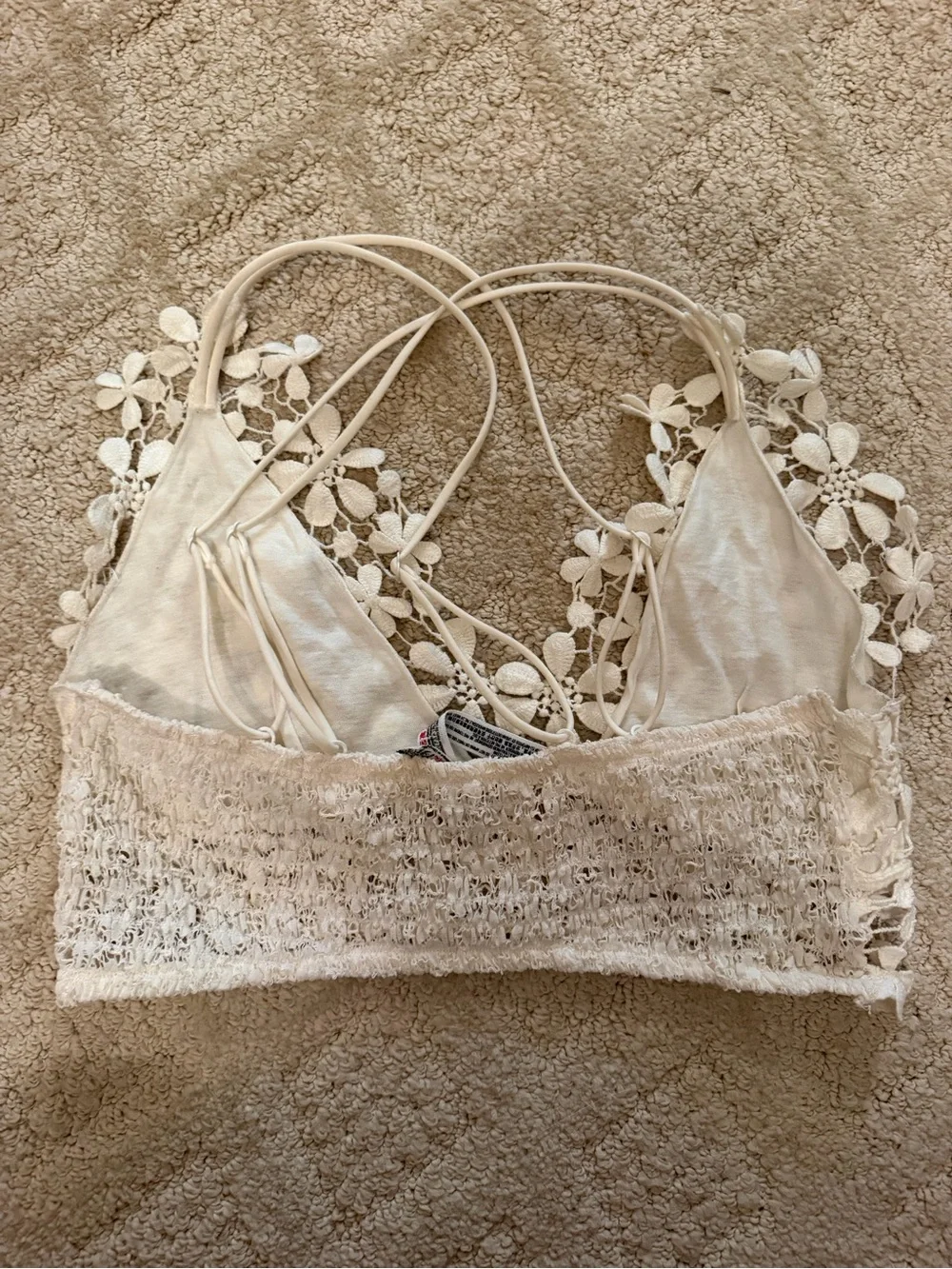 Free People Cream Crochet Lace Bralette
